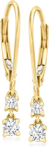 Ross-Simons 0.20 ct. t.w. Diamond 2-Stone Drop Earrings in 10kt Yellow Gold in Saudi Arabia