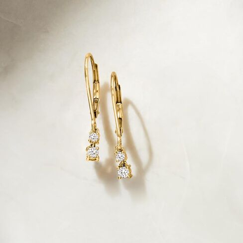 Ross-Simons 0.20 ct. t.w. Diamond 2-Stone Drop Earrings in 10kt Yellow Gold in Saudi Arabia