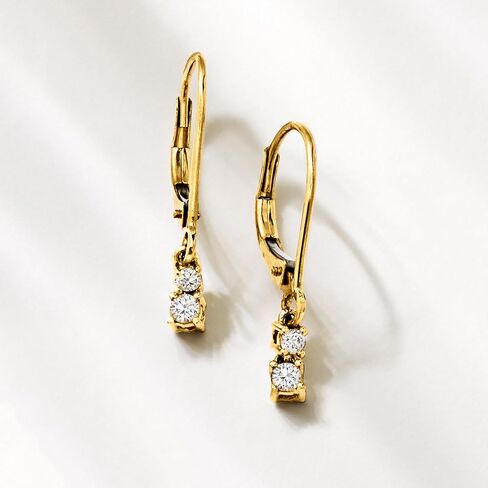 Ross-Simons 0.20 ct. t.w. Diamond 2-Stone Drop Earrings in 10kt Yellow Gold in Saudi Arabia