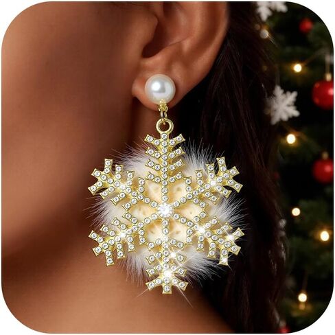 Christmas Earrings Stocking Stuffers for Women Xmas Snowflake Candy Cane Drop Dangle Earrings Holiday Jewelry Christmas Decorations Gifts Outfits Accessories in Saudi Arabia