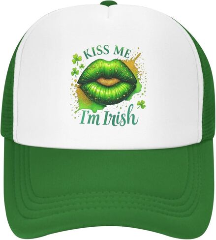 St. Patrick's Day Trucker Hat, Irish Green Shamrock Clover Baseball Cap Adjustable Snapback Hat for Women Men in Saudi Arabia