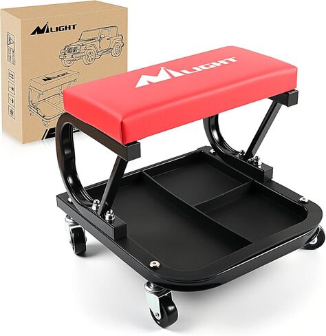 Nilight Rolling Creeper Garage/Shop Seat ، 250 رطلاً براز ميكانيكي مبطن مع تخزين صينية الأدوات ، إصلاح السيارات ، الأسود in Kuwait