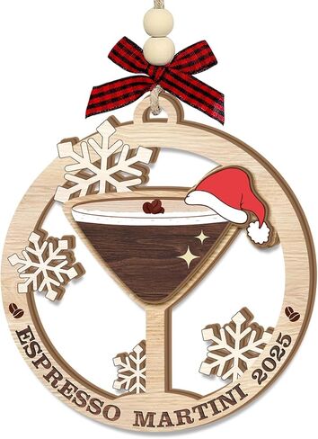 Espresso Martini Christmas Ornament 2025 – Christmas Cocktail Glasses Wooden Ornaments, Unique for Espresso Lovers, Drink Enthusiasts, Espresso Martini Gifts for Women Men Wine Lovers in Saudi Arabia