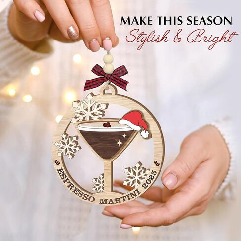 Espresso Martini Christmas Ornament 2025 – Christmas Cocktail Glasses Wooden Ornaments, Unique for Espresso Lovers, Drink Enthusiasts, Espresso Martini Gifts for Women Men Wine Lovers in Saudi Arabia