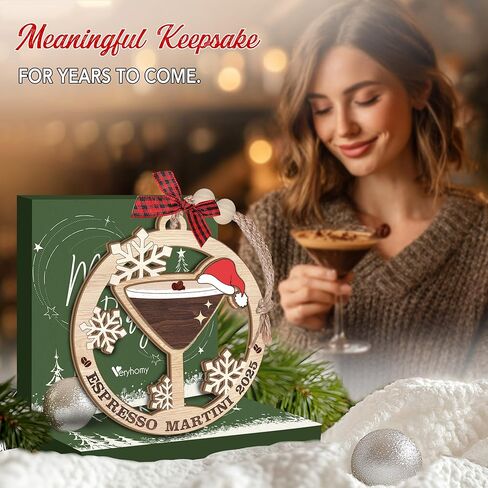 Espresso Martini Christmas Ornament 2025 – Christmas Cocktail Glasses Wooden Ornaments, Unique for Espresso Lovers, Drink Enthusiasts, Espresso Martini Gifts for Women Men Wine Lovers in Saudi Arabia
