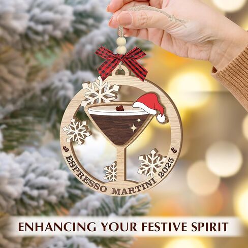 Espresso Martini Christmas Ornament 2025 – Christmas Cocktail Glasses Wooden Ornaments, Unique for Espresso Lovers, Drink Enthusiasts, Espresso Martini Gifts for Women Men Wine Lovers in Saudi Arabia