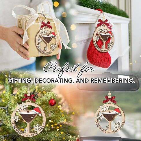 Espresso Martini Christmas Ornament 2025 – Christmas Cocktail Glasses Wooden Ornaments, Unique for Espresso Lovers, Drink Enthusiasts, Espresso Martini Gifts for Women Men Wine Lovers in Saudi Arabia