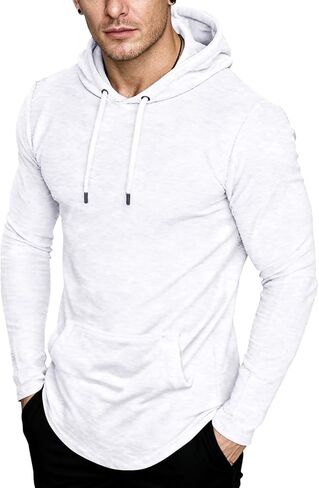 elselect Mens Fashion Athletic Hoodies Pullover Long Sleeve Casual Solid Color Sport Sweatshirts in Kuwait