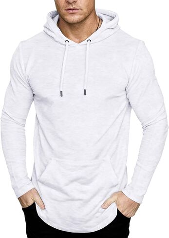 elselect Mens Fashion Athletic Hoodies Pullover Long Sleeve Casual Solid Color Sport Sweatshirts in Kuwait