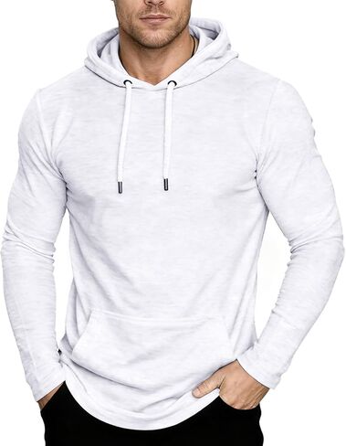 elselect Mens Fashion Athletic Hoodies Pullover Long Sleeve Casual Solid Color Sport Sweatshirts in Kuwait