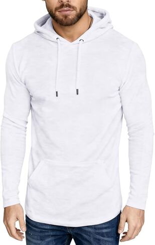elselect Mens Fashion Athletic Hoodies Pullover Long Sleeve Casual Solid Color Sport Sweatshirts in Kuwait