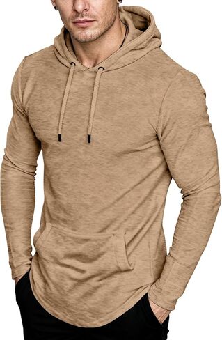 elselect Mens Fashion Athletic Hoodies Pullover Long Sleeve Casual Solid Color Sport Sweatshirts in Kuwait