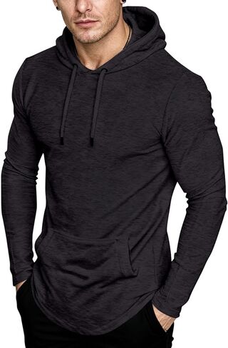 elselect Mens Fashion Athletic Hoodies Pullover Long Sleeve Casual Solid Color Sport Sweatshirts in Kuwait