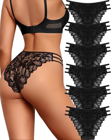 Cheeky Underwear Women Pack Sexy Lace Bikini String Breathable Stretch Ladies Hipster Panties in Saudi Arabia