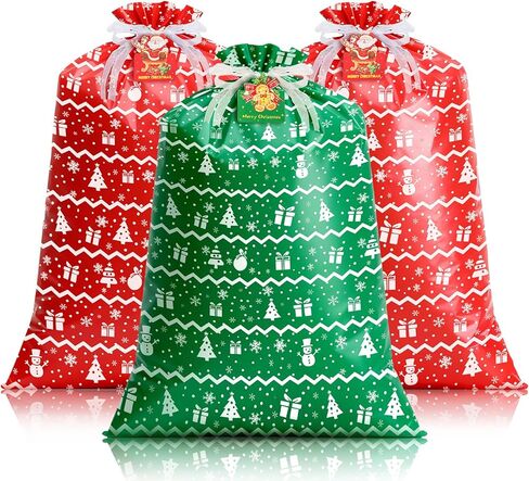【Upgraded Thicker】Large Christmas Gift Bags 3 Pcs, 44''x36'' Christmas Bags for Gifts Large, Extra Large Christmas Gift Bags, Jumbo Gift Bags for Presents, Giant Gift Bags for Huge Christmas Gifts in Saudi Arabia