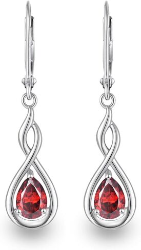 Infinity Birthstone Earrings 925 Sterling Silver Pear Birthstone Dangle Earrings Birthday Mothers Day Anniversary Christmas Earrings Jewelry for Women in Saudi Arabia