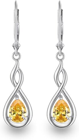 Infinity Birthstone Earrings 925 Sterling Silver Pear Birthstone Dangle Earrings Birthday Mothers Day Anniversary Christmas Earrings Jewelry for Women in Saudi Arabia