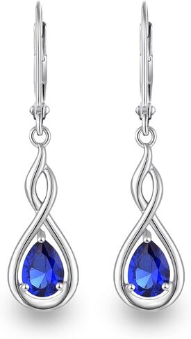 Infinity Birthstone Earrings 925 Sterling Silver Pear Birthstone Dangle Earrings Birthday Mothers Day Anniversary Christmas Earrings Jewelry for Women in Saudi Arabia