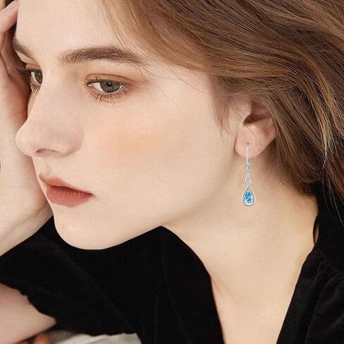 Infinity Birthstone Earrings 925 Sterling Silver Pear Birthstone Dangle Earrings Birthday Mothers Day Anniversary Christmas Earrings Jewelry for Women in Saudi Arabia