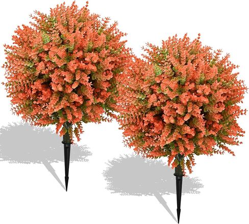 28" Artificial Boxwood Topiary Ball Trees with Ground Spike for Outdoor,Set of 2 UV Resistant Artificial Shrub Bushes,Artificial Plants,Fake Boxwood Plants for Indoor, Garden, Yard,Patio Décor in Saudi Arabia