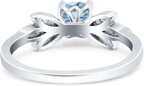 OMRANII Art Deco Round Natural Aquamarine Vintage Rings Floral Leaf Style Cluster CZ Wedding Engagement Ring 925 Sterling Silver Gifts For Her in Saudi Arabia