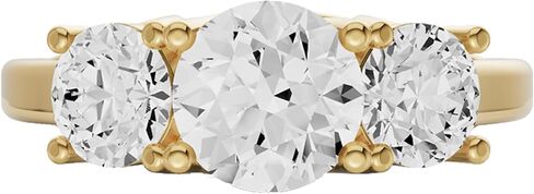 Diamond2Deal 1 Carat -4 Carat Round Lab Grown Diamond Three Stone Engagement Ring | 14k Yellow or White Gold Lucida Settings Engagement Wedding Ring | D-E Color and VS Clarity in Saudi Arabia