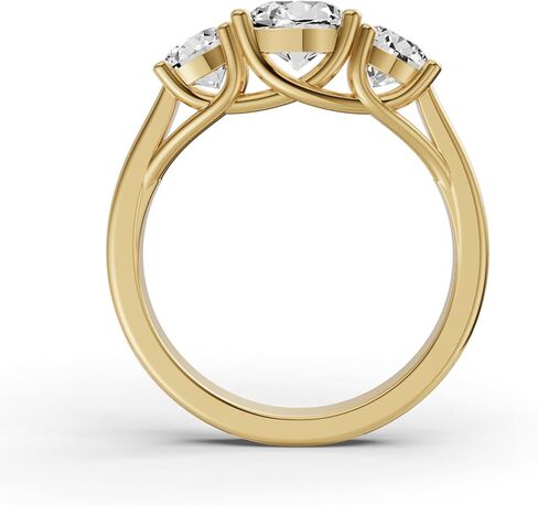 Diamond2Deal 1 Carat -4 Carat Round Lab Grown Diamond Three Stone Engagement Ring | 14k Yellow or White Gold Lucida Settings Engagement Wedding Ring | D-E Color and VS Clarity in Saudi Arabia