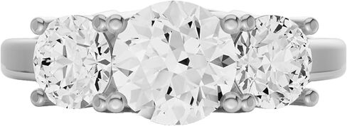 Diamond2Deal 1 Carat -4 Carat Round Lab Grown Diamond Three Stone Engagement Ring | 14k Yellow or White Gold Lucida Settings Engagement Wedding Ring | D-E Color and VS Clarity in Saudi Arabia