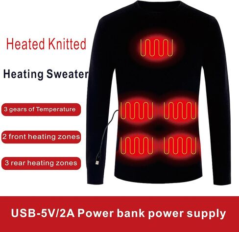 MYI Heated Undershirt Sweatshirt Tops Warm Underwear Electric Warmer Apparel Thermal Pullover Sweater Men Women Black M (NOT Included Batteries) in Saudi Arabia