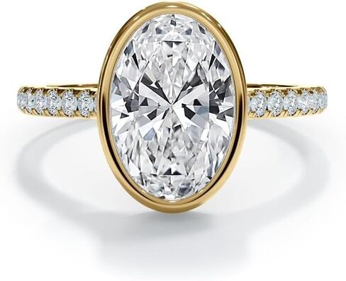 3CT Oval Moissanite Wedding Bridal Ring Colorless VVS1 10K 14K 18K Gold & S925 Bezel Hidden-Halo Engagement Ring Promise Ring Set Memorial Gift For Her in Saudi Arabia