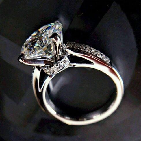 White Golden Plated Copper with Cubic Zirconia Side-Stone Engagement Rings Wedding Bridal Band Promise Rings Evening Parties Anniversary Valentine's Day Gifts Eternity Bands for Women in Saudi Arabia