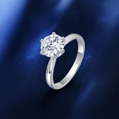 1CT Solitaire Moissanite Diamond Engagement Rings for Women, D Color VVS1 Clarity, 6 Claw Knife Edge 925 Sterling Silver with 18K White Gold Plated in Saudi Arabia