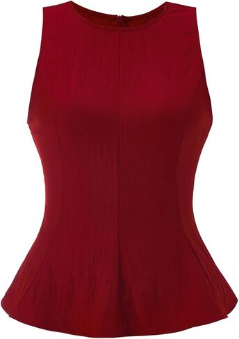 Women's Summer Peplum Tank Top Elegant Crew Neck Sleeveless Going Out Tops in Saudi Arabia