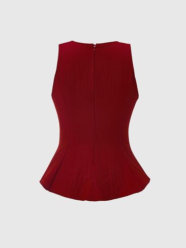 Women's Summer Peplum Tank Top Elegant Crew Neck Sleeveless Going Out Tops in Saudi Arabia