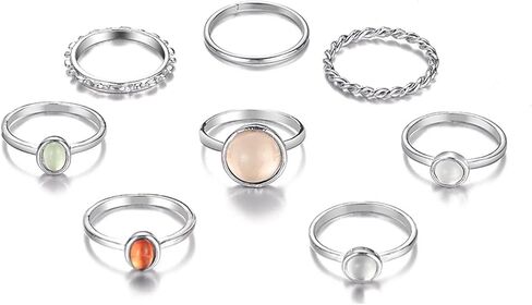 Chunky Gold Stackable Ring Set, Boho Gemstone and Crystal Adjustable Rings, Vintage-Inspired Interchangeable Jewelry for Daily Wear and Bold Party Statements. in Kuwait