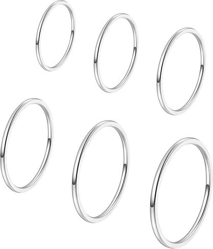 ALEXTINA 1mm Stainless Steel Stacking Rings for Women Thin 14K Gold Plated Band Rings Non Tarnish Stackable Knuckle Rings Thumb Pinky Midi Rings Comfort-Fit Size 4/5/6/7/8/9 in Saudi Arabia