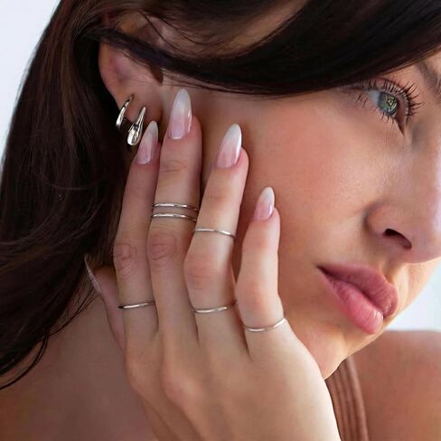 ALEXTINA 1mm Stainless Steel Stacking Rings for Women Thin 14K Gold Plated Band Rings Non Tarnish Stackable Knuckle Rings Thumb Pinky Midi Rings Comfort-Fit Size 4/5/6/7/8/9 in Saudi Arabia