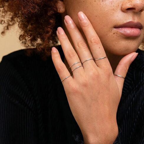 ALEXTINA 1mm Stainless Steel Stacking Rings for Women Thin 14K Gold Plated Band Rings Non Tarnish Stackable Knuckle Rings Thumb Pinky Midi Rings Comfort-Fit Size 4/5/6/7/8/9 in Saudi Arabia