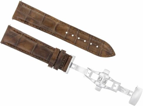 Ewatchparts 22mm Leather Watch Band Strap Deployment Clasp Buckle Compatible With Raymond Weil 7730 Light Brown in Saudi Arabia