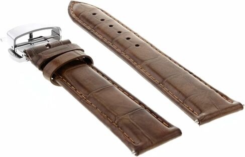 Ewatchparts 22mm Leather Watch Band Strap Deployment Clasp Buckle Compatible With Raymond Weil 7730 Light Brown in Saudi Arabia