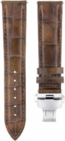 Ewatchparts 22mm Leather Watch Band Strap Deployment Clasp Buckle Compatible With Raymond Weil 7730 Light Brown in Saudi Arabia