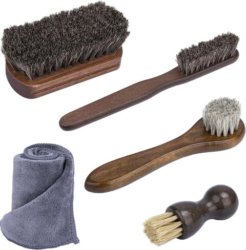 2 PCS Leather Brush Car Detailing, Horse Hair Brush, Upholstery Brush for Cleaning, Car Interior Brush, Carpet Brush for Car Detailing, for Car Interior Seat, Carpet, Upholstery, Furniture and Shoes in Saudi Arabia