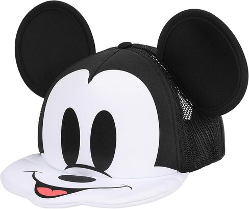 Bioworld Mickey Mouse Die Cut Bill and Ear Applique Nylon and Mesh B5 Trucker Hat Snapback in Saudi Arabia