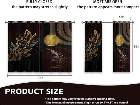 ستائر التعتيم الحديثة باللونين الأسود والبني في منتصف القرن، ستائر النوافذ البوهيمية باللون البني الداكن والأسود لغرفة النوم وغرفة المعيشة، مجموعة لوحتين بطول 84 بوصة، 52 × 84 بوصة in Kuwait