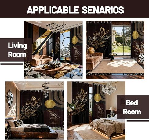 ستائر التعتيم الحديثة باللونين الأسود والبني في منتصف القرن، ستائر النوافذ البوهيمية باللون البني الداكن والأسود لغرفة النوم وغرفة المعيشة، مجموعة لوحتين بطول 84 بوصة، 52 × 84 بوصة in Kuwait