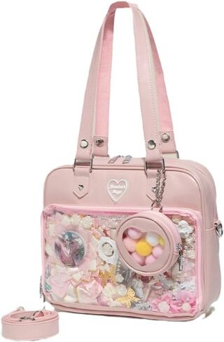 محفظة حقيبة كروس Kawaii Ita - Y2k JK دبابيس نافذة شفافة تعرض محفظة كتف Harajuku Aesthetic Ita Cutecore in Kuwait
