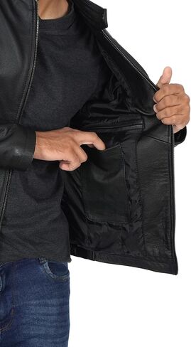 Decrum Leather Jacket Men - Casual Stylish Cowhide Leather Jackets for Men in Saudi Arabia