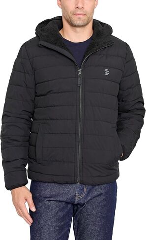 IZOD mens Hooded Stretch Puffer With Sherpa Lining in Saudi Arabia