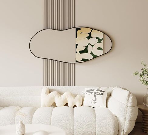 Wavy Wall Mirror -55''×24'' Irregular Wall Mirror Decorative Alloy Framed Mirrors Abstract Artistic Mirrors Wavy Mirror for Cloakroom/Bedroom/Living Room/Entryway（Black） in Saudi Arabia