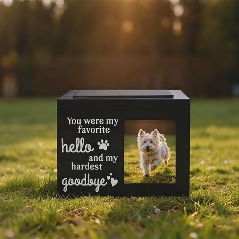 Wooden Pet Urns for Dogs & Cats - Holds Ashes, Fur & Displays Photo, Memorial Keepsake Box with Comforting Quote, Minimalist Home Decor for Pet Loss (Black) in Saudi Arabia